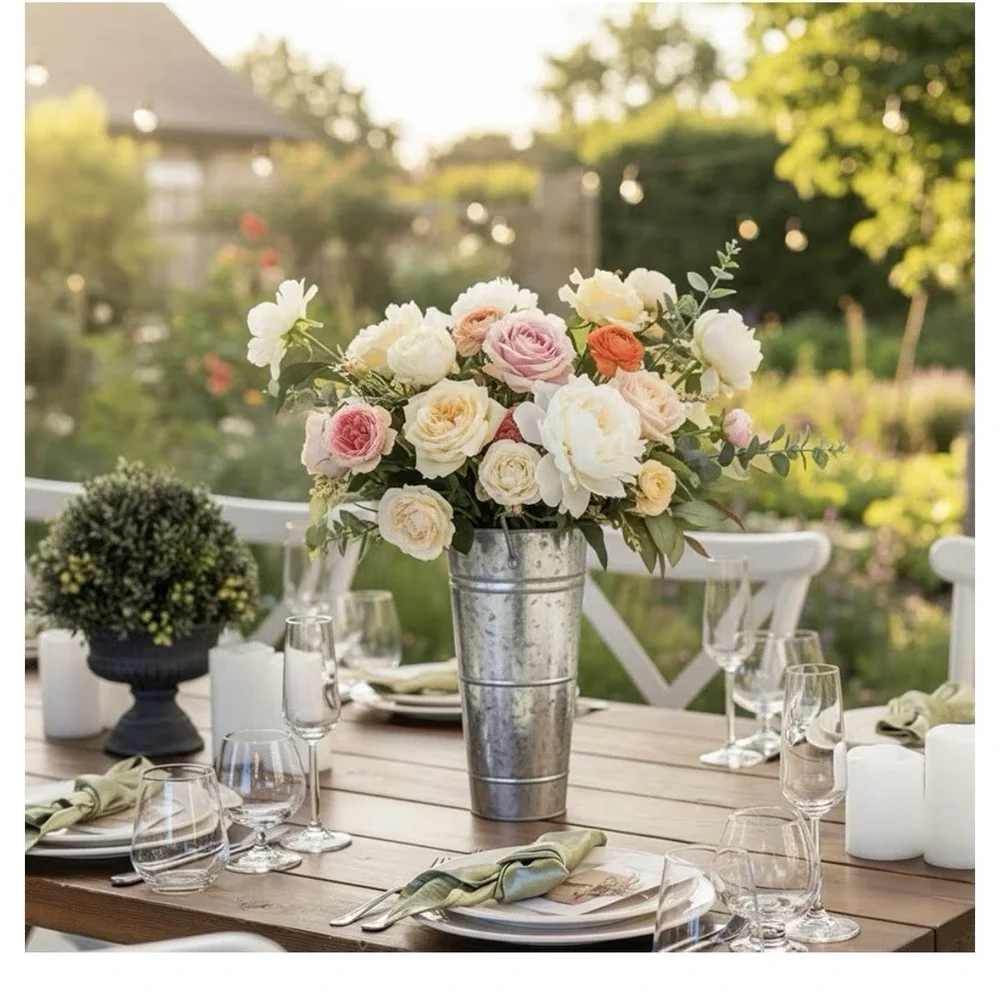 6 Pack 10Inch Galvanized Flower Bar Buckets, Flower Buckets for Flower Bar,